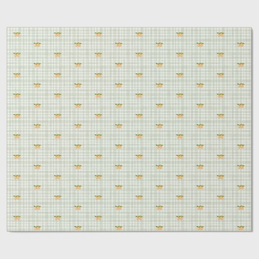 Peaches and sage green plaid wrapping paper ラッピングペーパー (フラット)