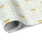 Peaches and sage green plaid wrapping paper ラッピングペーパー (ロールコーナー)