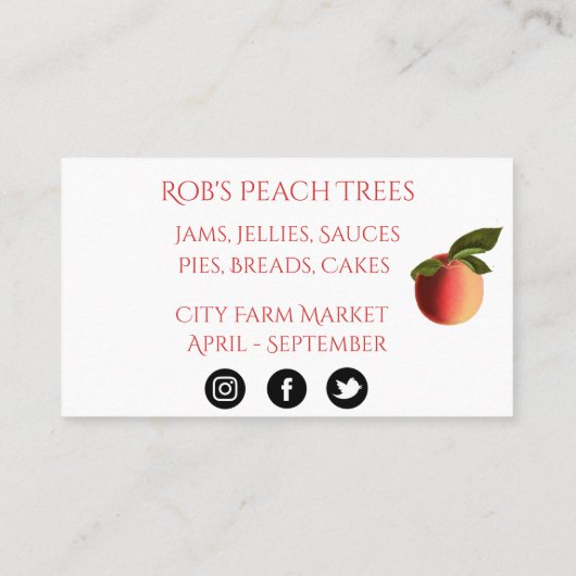 Peachs onヴィンテージKraft背景名刺 名刺 (裏面)