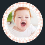 Peachy 1th Birthday Kidsの写真感謝していfor 来's ラウンドシール<br><div class="desc">Peachy 1th Birthday Kids Photo 感謝してい For 来 Sticker</div>