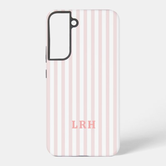 Peachy Blush Tones Vintage Stripes Monogram Samsung Galaxyケース (裏面)