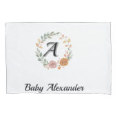 Peachy Coral Rose Wreath Personalized Name  枕カバー (正面)