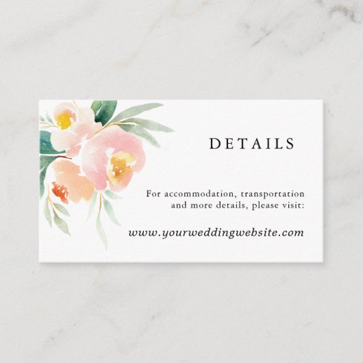 Peachy Peoniesの結婚詳細Webサイト挿入カード エンクロージャーカード (正面)