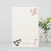 Peachy Pink Oregon Grape Flower Letterhead 便箋 (スタンド正面)