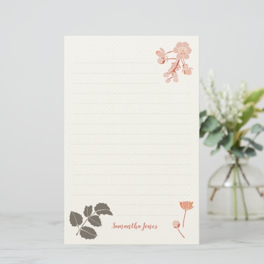 Peachy Pink Oregon Grape Flower Letterhead 便箋 (スタンド正面)