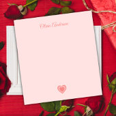 Peachy Pink Retro Heart Valentines Day Custom Name ノートパッド