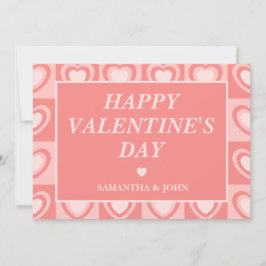 Peachy Pink Retro Hearts Valentine’s Gift シーズンカード