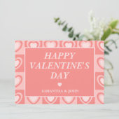 Peachy Pink Retro Hearts Valentine’s Gift シーズンカード (スタンド正面)