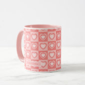 Peachy Pink Retro Hearts Valentine’s Gift マグカップ (正面左)