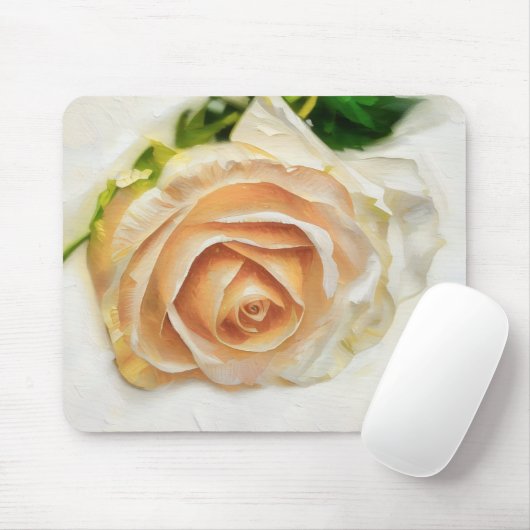 Peachy Rose Flower Art Mousepad マウスパッド (マウス)