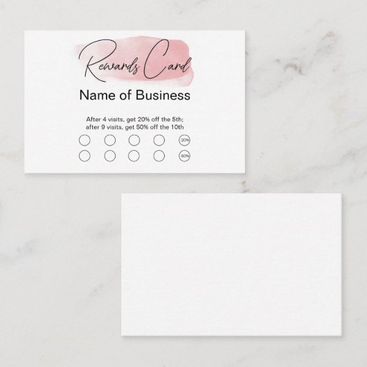 Peachy Watercolor Customer Rewards 名刺 (正面/裏面)