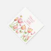 Peachy Watercolor Tulips Floral スタンダードカクテルナプキン (角)