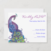 PEACOCKかわいらしテーマ結婚式RSVP返信カード 出欠カード (正面)