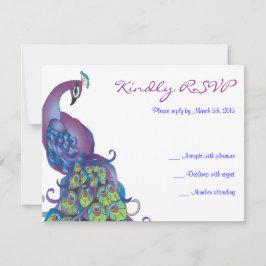PEACOCKかわいらしテーマ結婚式RSVP返信カード 出欠カード
