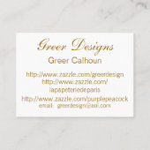 Peacockと金ゴールドのビジネス/プロファイル/日付の保存 名刺 (裏面)