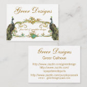 Peacockと金ゴールドのビジネス/プロファイル/日付の保存 名刺 (正面/裏面)