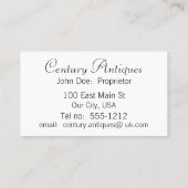 PeacockとScrollsのビジネスプロファイルカード 名刺 (裏面)