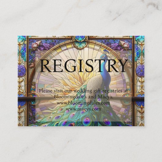 Peacockの結婚ギフト登録エンクロージャカード 名刺 (正面)