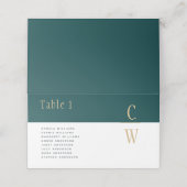 Peacockティール(緑がかった色)グリーン結婚金ゴールドのTABLE番号名 プレイスカード (外部開封)