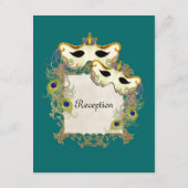 Peacockマスカレードマスクボール- RSVPレスポンスカード エンクロージャーカード (裏面)