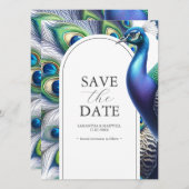 Peacock日付のお知らせ結婚を保存 セーブザデート (正面/裏面)