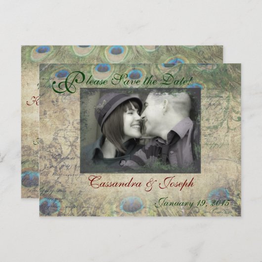 Peacock日付の写真はがきを保存 案内ポストカード (正面/裏面)