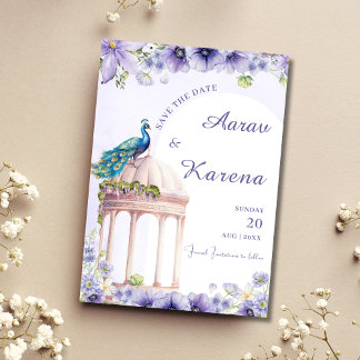 Peacock日付を保存インディアン日付カードを保存 招待状