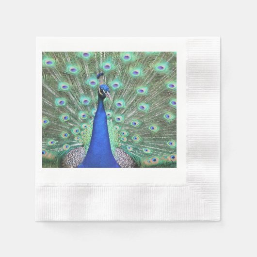 Peacock、ナプキンの高精細な写真 縁ありカクテルナプキン (正面)