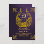 Peacock 1920sアールデコ50番目の誕生日招待状 招待状 (正面/裏面)