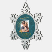 Peacock 1st Christmas Together写真 スノーフレークピューターオーナメント (右)