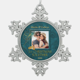 Peacock 1st Christmas Together写真 スノーフレークピューターオーナメント
