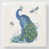Peacock and Dragonfly Design Set ストーンコースター (正面)