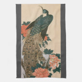 Peacock and Peonies by広重日本の Art キッチンタオル (縦)
