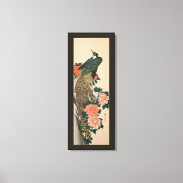 Peacock and Peonies by広重日本の Art キャンバスプリント