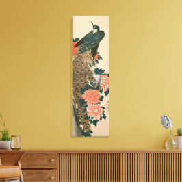 Peacock and Peonies by広重日本の Art キャンバスプリント