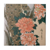 Peacock and Peonies by広重日本の Art タイル (正面)