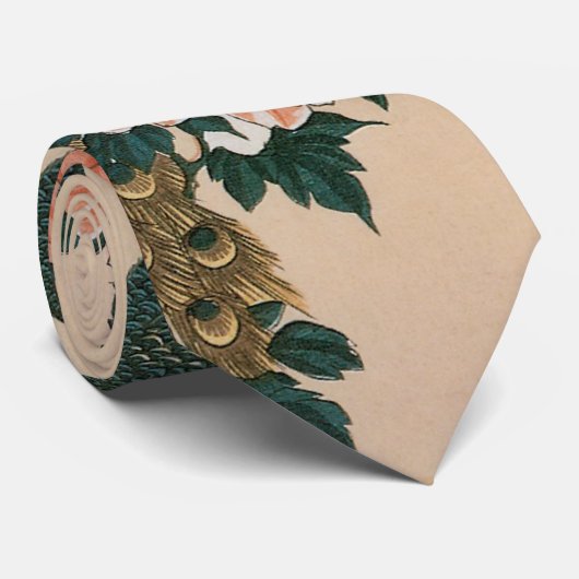 Peacock and Peonies by広重日本の Art ネクタイ (ロール)