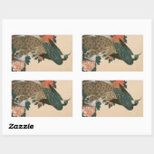 Peacock and Peonies by広重日本の Art 長方形シール (シート)