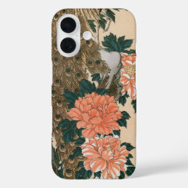 Peacock and Peonies by広重日本の Art iPhone 16ケース