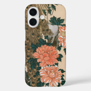 Peacock and Peonies by広重日本の Art iPhone 16ケース