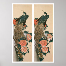 Peacock and Peonies by Hiroshige, Japanese Art ポスター