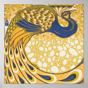 Peacock Antique Vintage Colorful ポスター