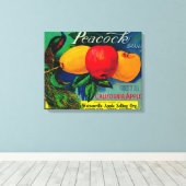 Peacock Apple Crate LabelWatsonville, CA キャンバスプリント (インサイチュ (ウッドフロア))