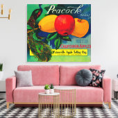 Peacock Apple Crate LabelWatsonville, CA キャンバスプリント (インサイチュ (リビング))