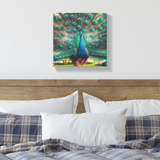 Peacock art canvas キャンバスプリント (インサイチュ (寝室))