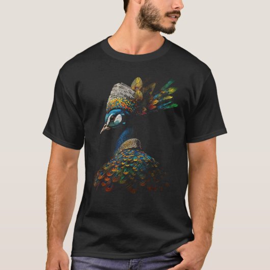 Peacock Art - Colourful Animal Bird Peacock Tシャツ (正面)