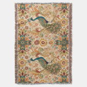 Peacock Art Morris Style スローブランケット (正面縦)