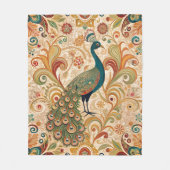 Peacock Art Morris Style フリースブランケット (正面)