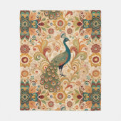 Peacock Art Morris Style フリースブランケット (正面)