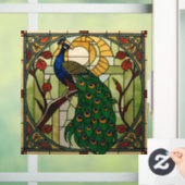 Peacock Art Nouveau Stained Glass Window Cling  ウィンドウサイン (ホーム)